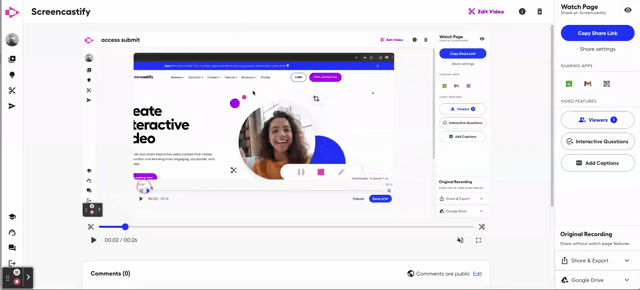 leaving a comment on your video.gif