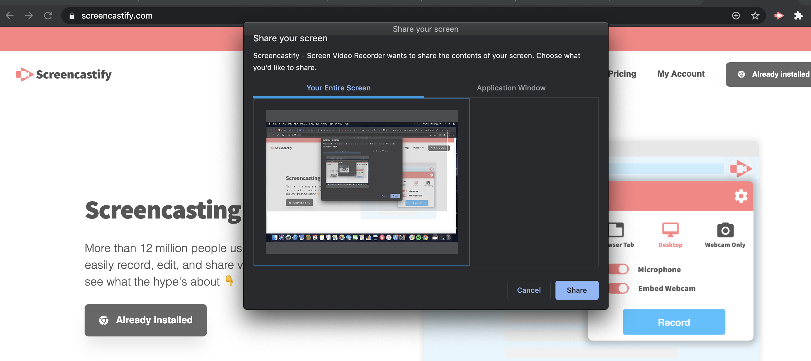 Screencastify extension from the Chrome Web Store