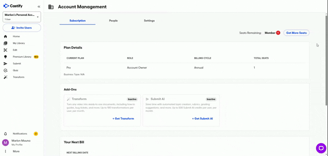 Subscription page - Account Management.gif